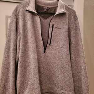 Eddie Bauer Gray Men's Fleece Lined Half Zip Sweater